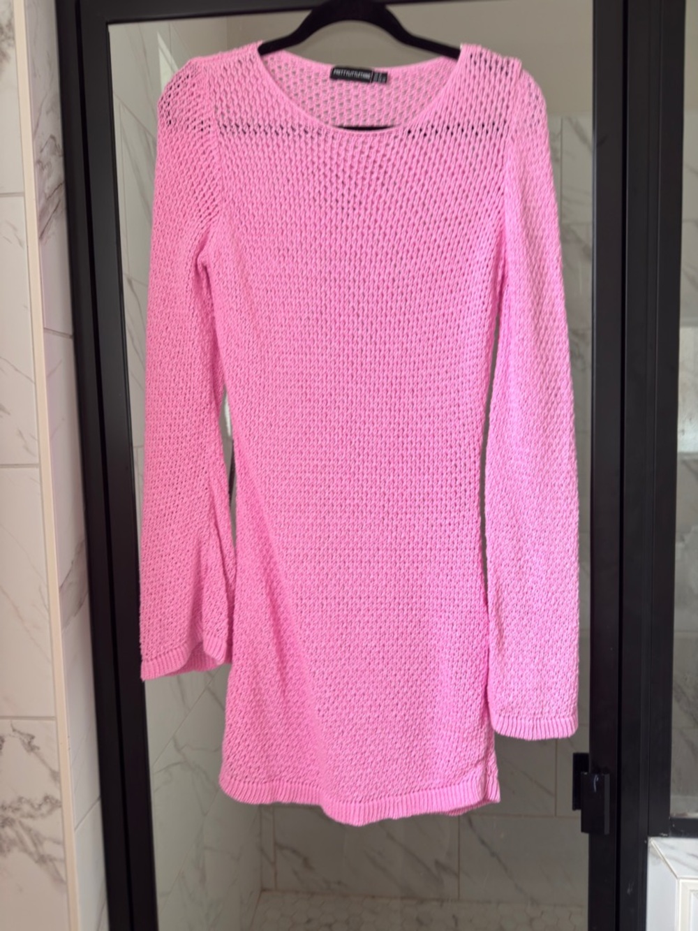 Bright pink PLT crochet knit dress swimsuit coverup - Sz 6